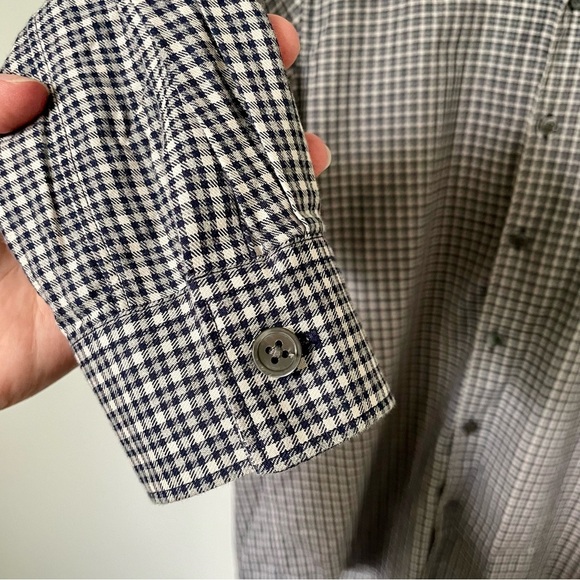 Theory Men’s Rammy NP Fall Grid Button Down Cotton Dress Shirt Black and White - Picture 4 of 7